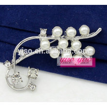 silver flower faux pearl brooch pin